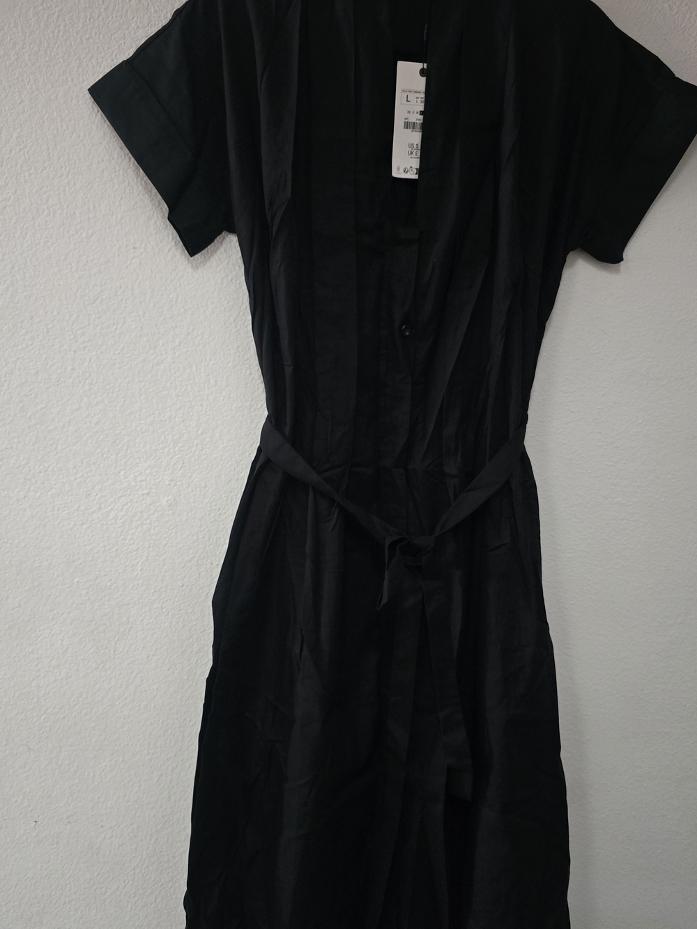 Zara Black Kimono Style Tie Waist Dress L